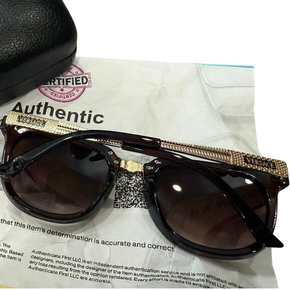 New Versace Y2K Sunglasses Tortoise Gold Medusa & Case Authenticity Certificate - Picture 5 of 16